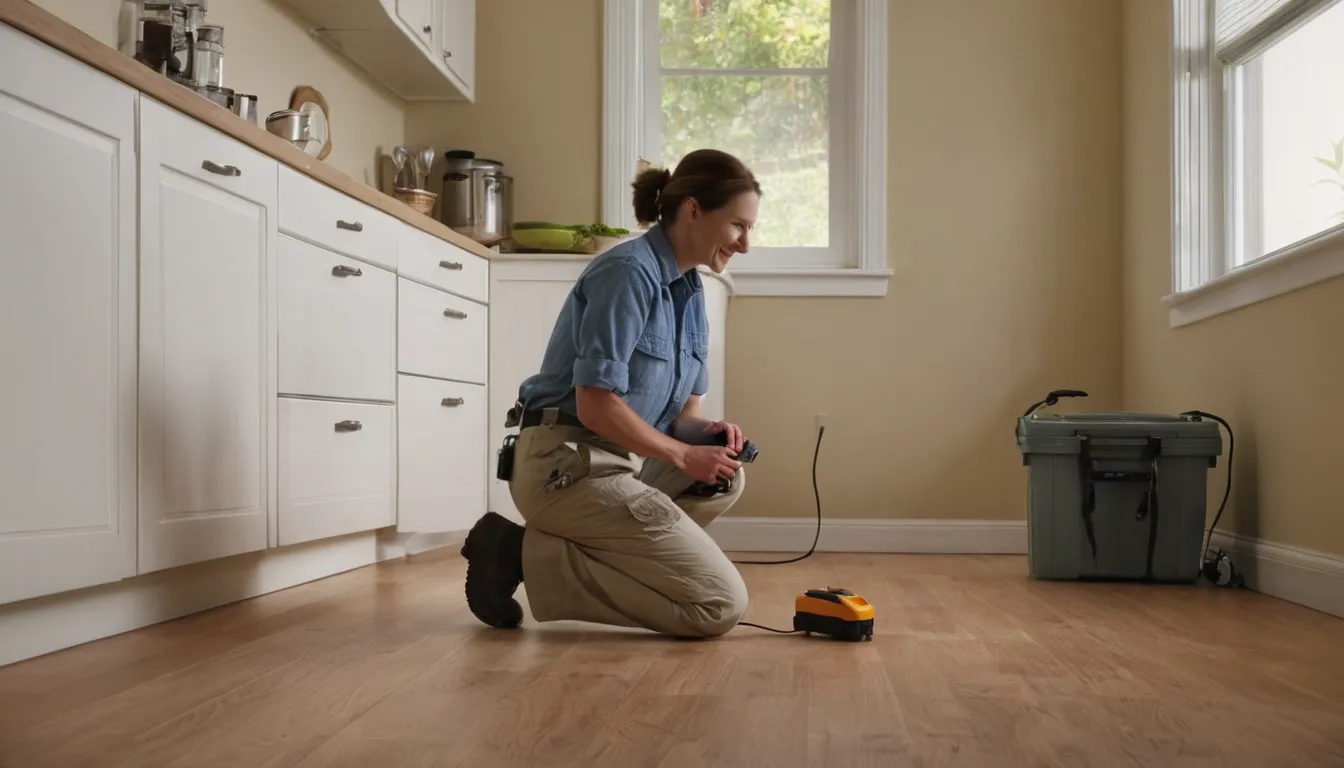 A local pest control provider inspecting a kitchen baseboard with a homeowner in Princeton