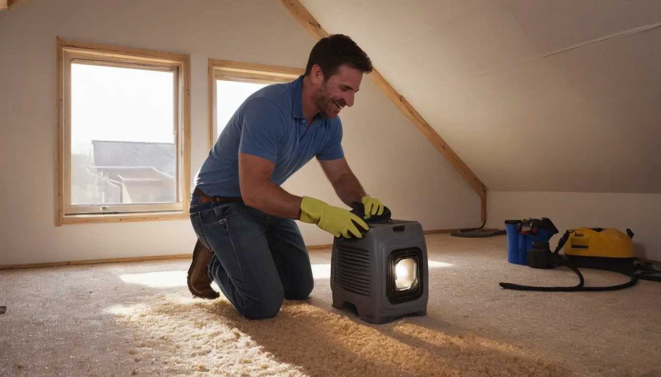 Friendly home pest provider in protective gloves checking an attic roof vent on a house in Princeton
